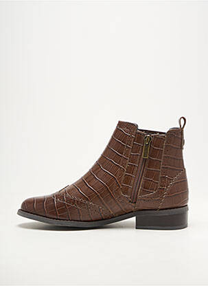 Bottines/boots matière lisse talon plat jusqu'à 3cm marron DAMART femme