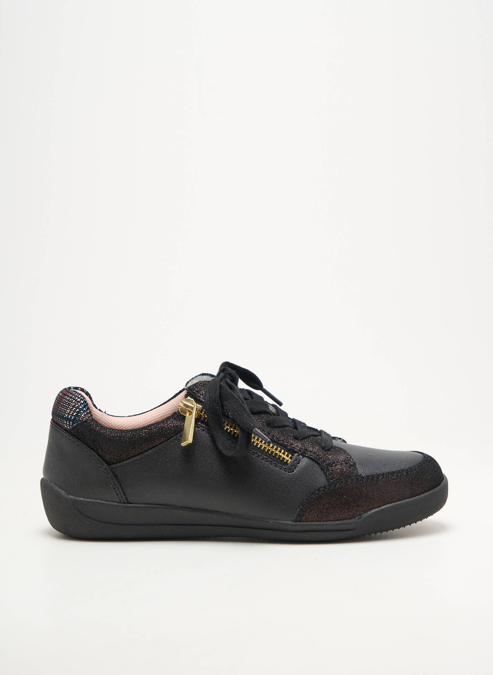 Baskets matière lisse talon plat jusqu'à 3cm noir DAMART femme