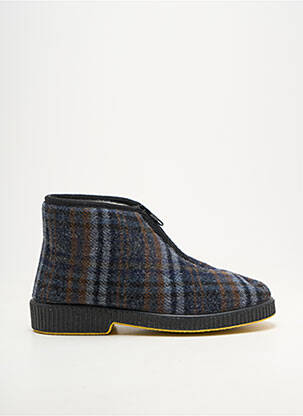 Chaussons/pantoufles bout rond talon plat jusqu'à 3cm bleu EMANUELA femme