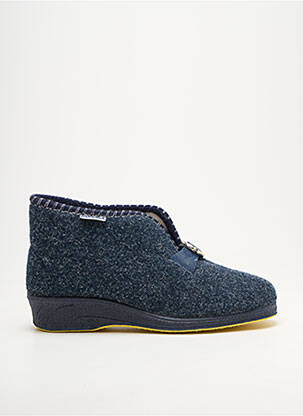Chaussons/pantoufles bout rond talon plat jusqu'à 3cm bleu EMANUELA femme
