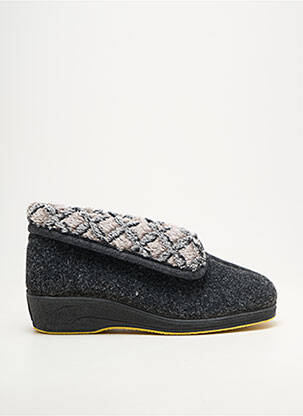 Chaussons/pantoufles bout rond talon plat jusqu'à 3cm gris EMANUELA femme