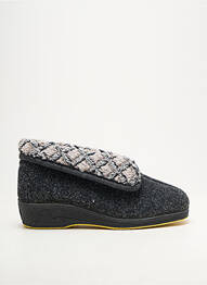 Chaussons/pantoufles bout rond talon plat jusqu'à 3cm gris EMANUELA femme