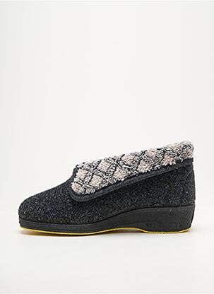 Chaussons/pantoufles bout rond talon plat jusqu'à 3cm gris EMANUELA femme