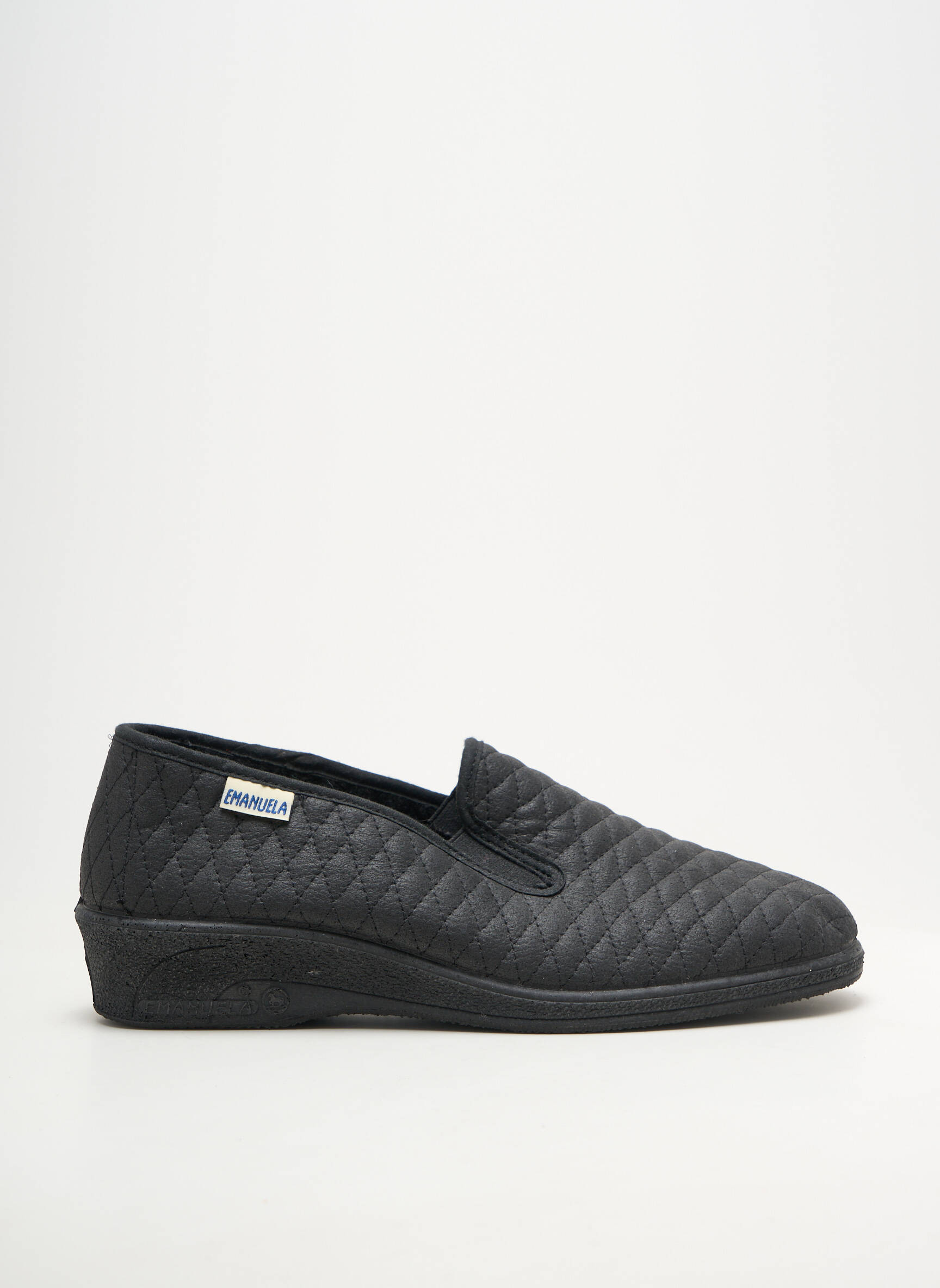 Chaussons/pantoufles semi compensé talon plat jusqu'à 3cm noir EMANUELA femme