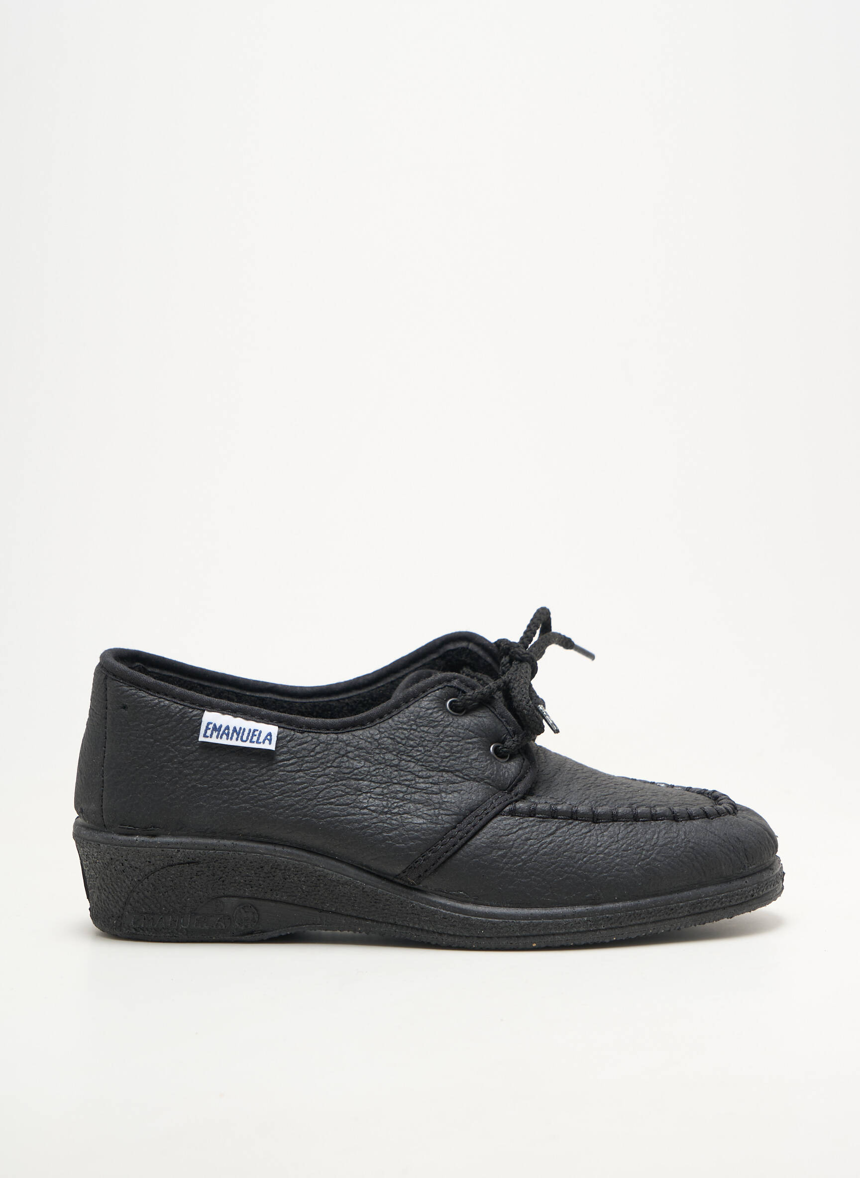 Chaussons/pantoufles semi compensé talon plat jusqu'à 3cm noir EMANUELA femme