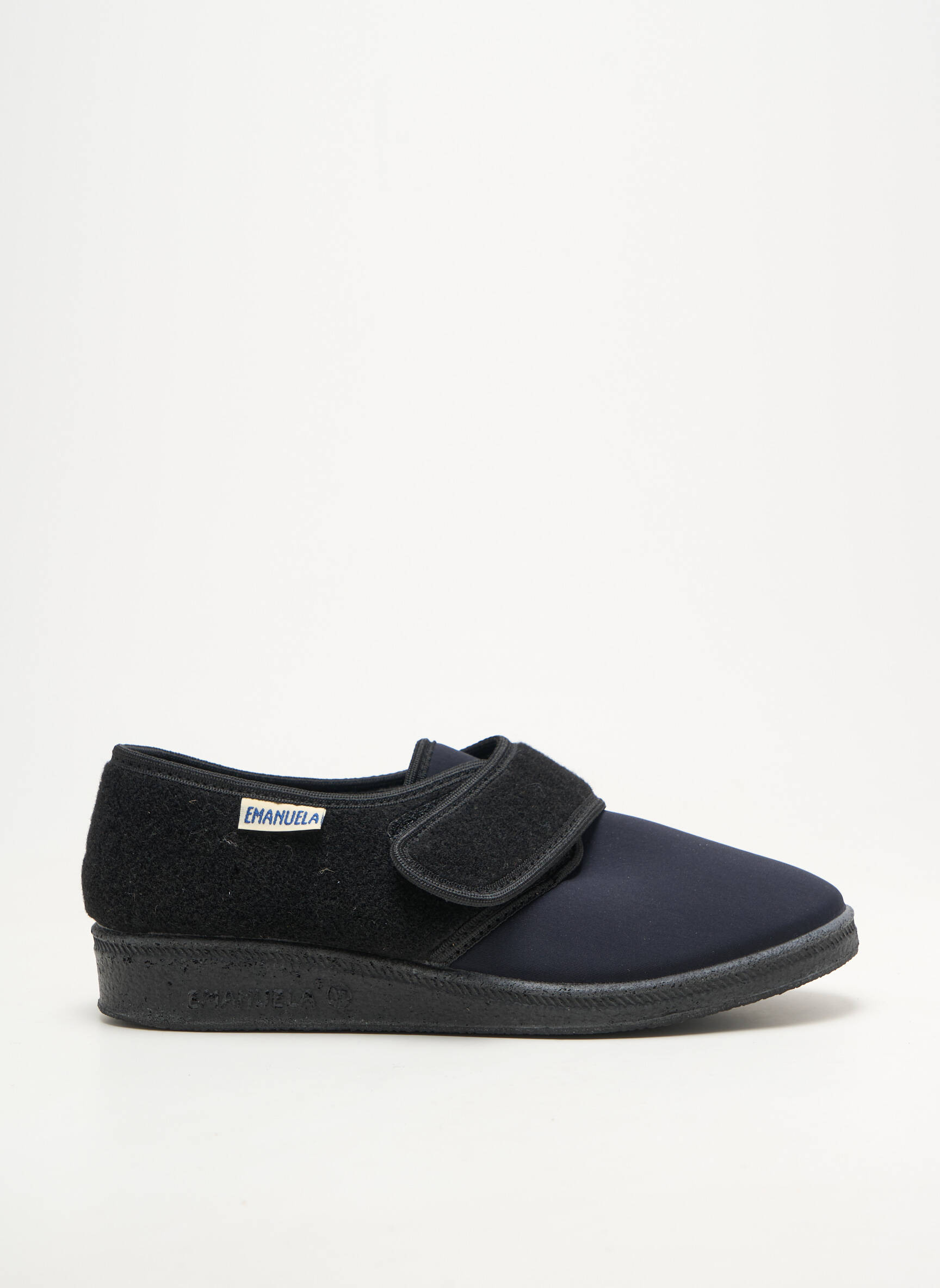 Chaussons/pantoufles semi compensé talon plat jusqu'à 3cm noir EMANUELA femme