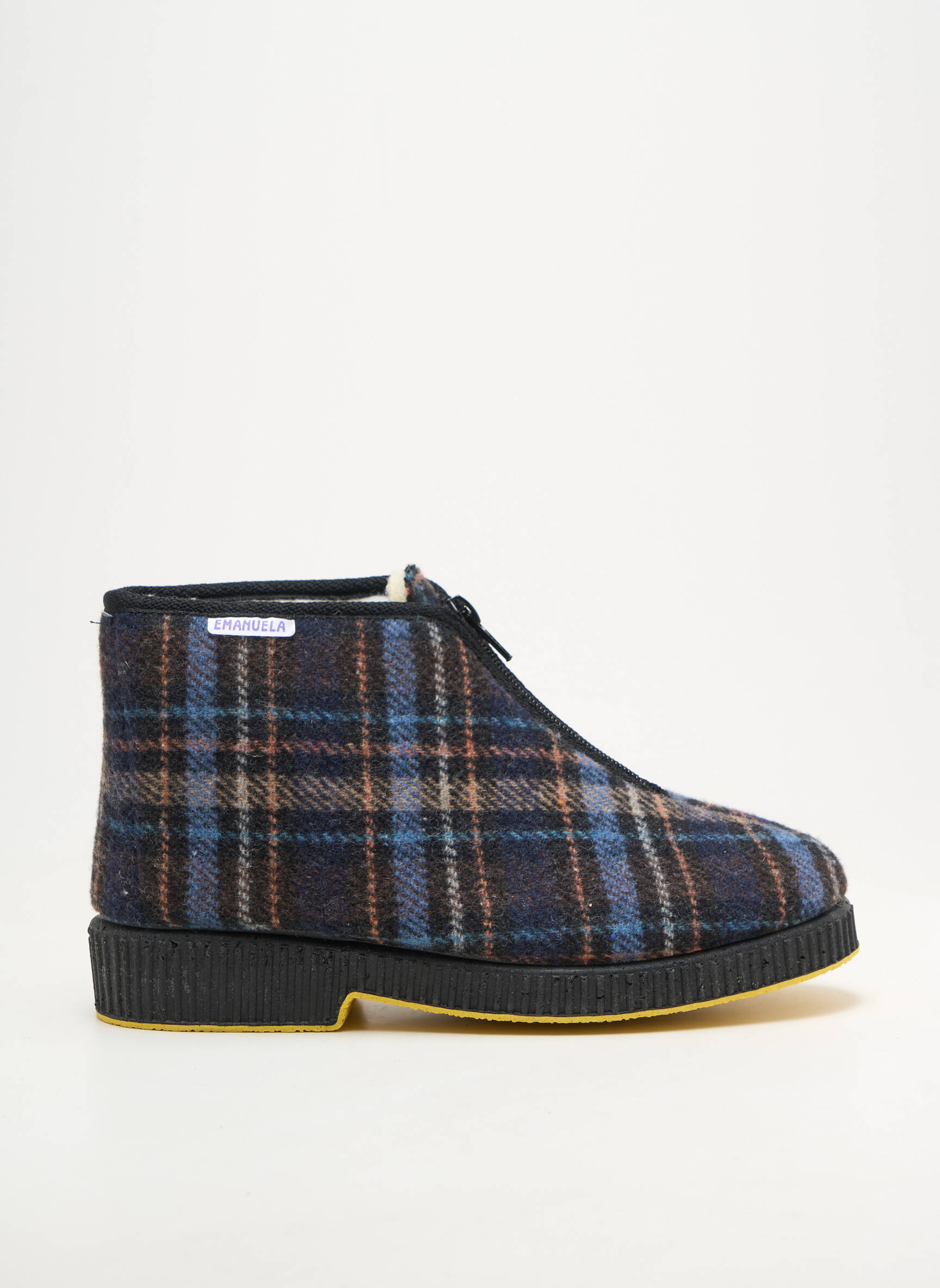 Chaussons/pantoufles bout rond talon plat jusqu'à 3cm bleu EMANUELA femme
