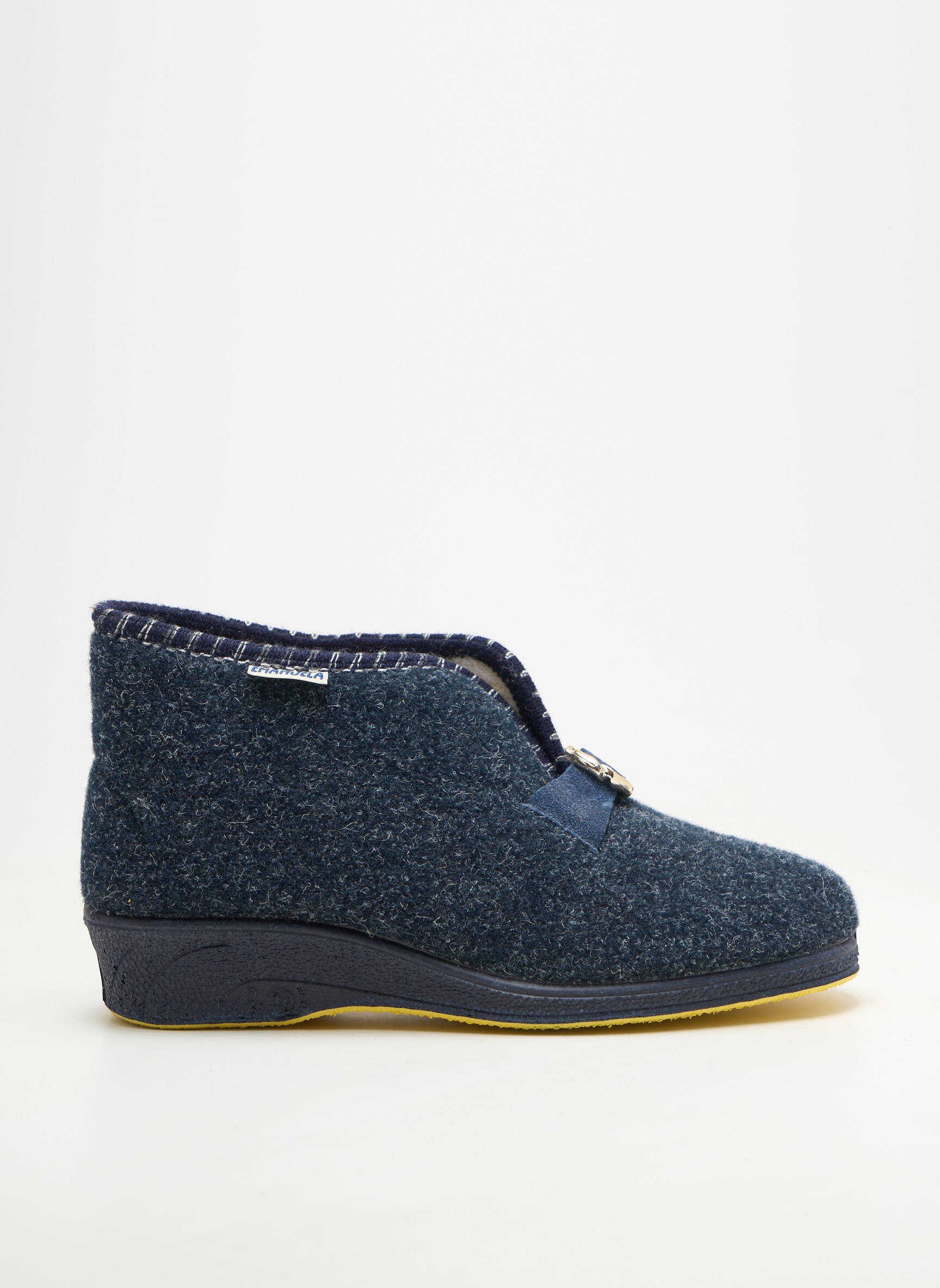 Chaussons/pantoufles bout rond talon plat jusqu'à 3cm bleu EMANUELA femme
