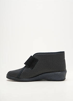 Chaussons/pantoufles fermeture scratch talon plat jusqu'à 3cm noir EMANUELA femme