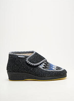 Chaussons/pantoufles semi compensé talon plat jusqu'à 3cm gris EMANUELA femme