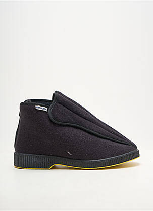 Chaussons/pantoufles fermeture scratch bout rond noir EMANUELA unisexe
