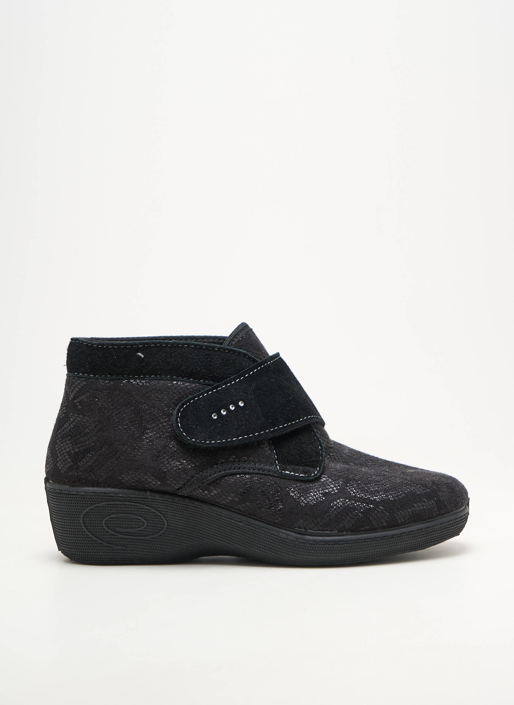 Chaussons/pantoufles semi compensé talon de 4 à 6cm noir EMANUELA femme
