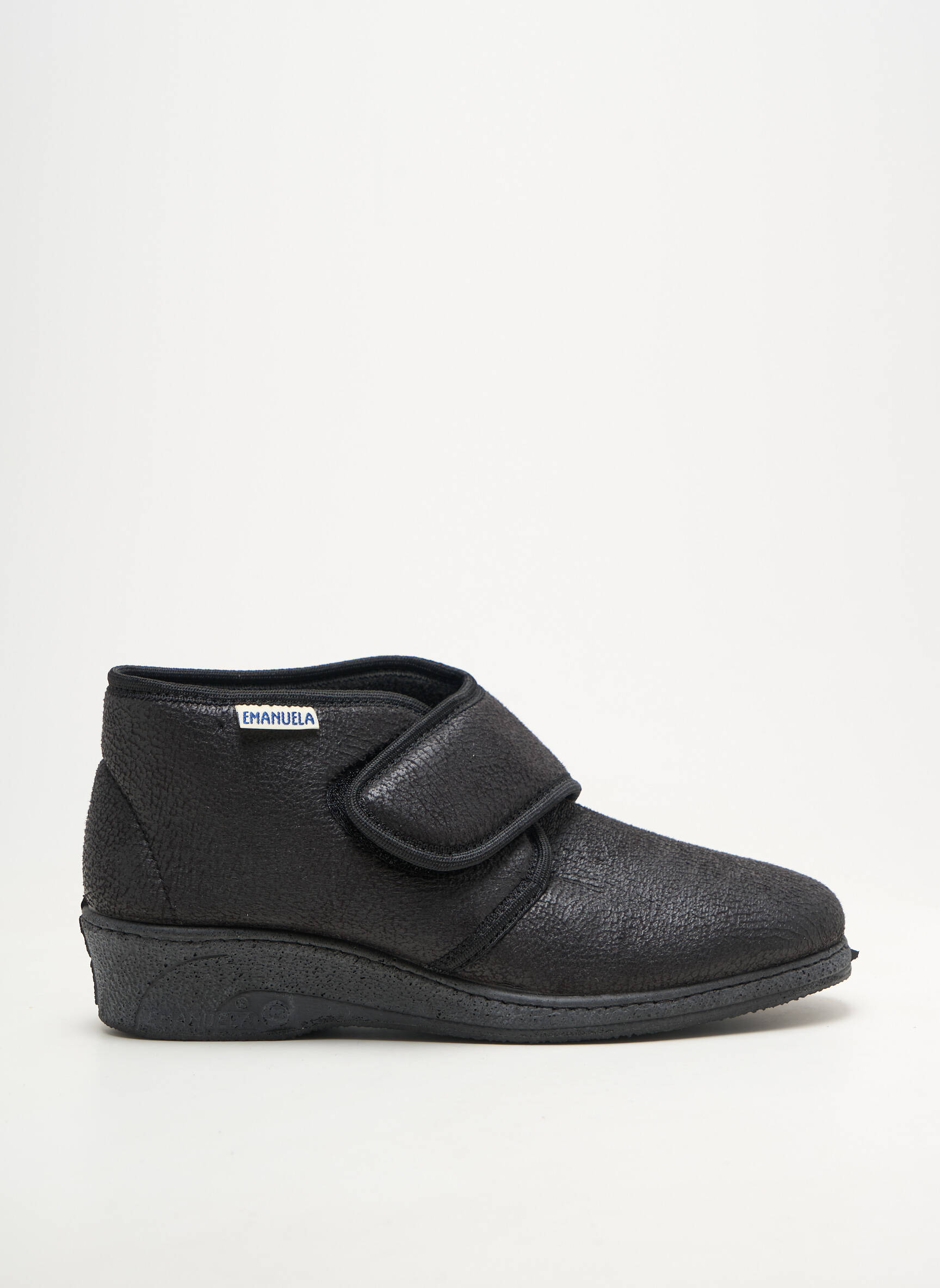 Chaussons/pantoufles semi compensé talon plat jusqu'à 3cm noir EMANUELA femme