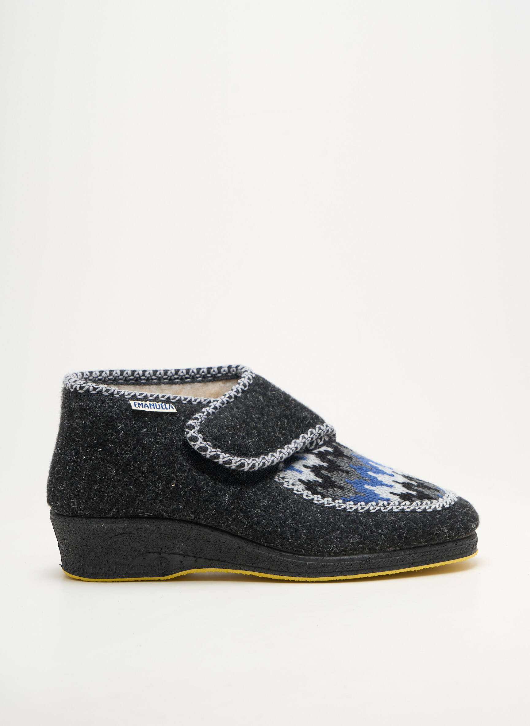Chaussons/pantoufles semi compensé talon plat jusqu'à 3cm gris EMANUELA femme