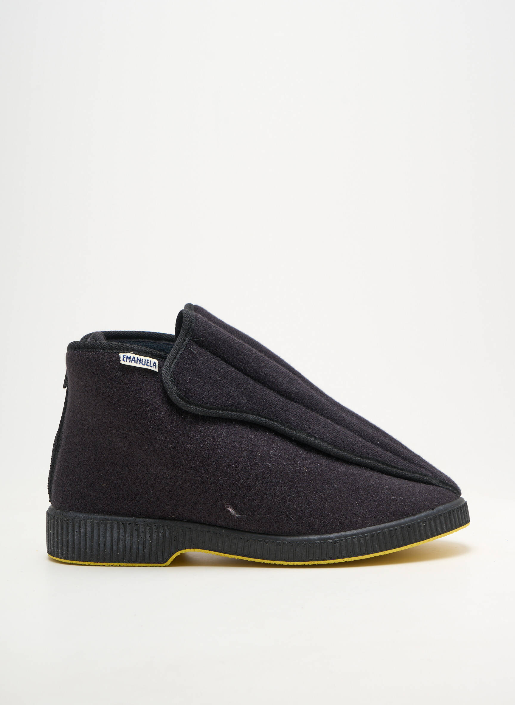 Chaussons/pantoufles fermeture scratch bout rond noir EMANUELA unisexe