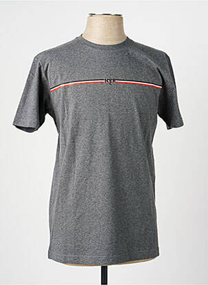 T-shirt broderie manches courtes gris CAMBERABERO homme