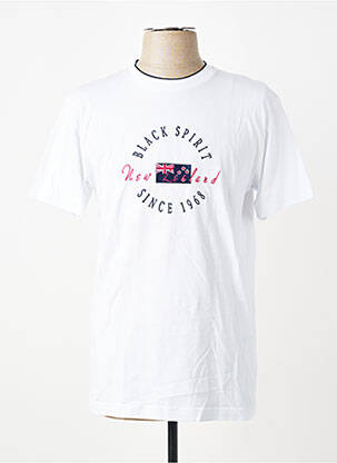 T-shirt broderie manches courtes blanc CAMBERABERO homme
