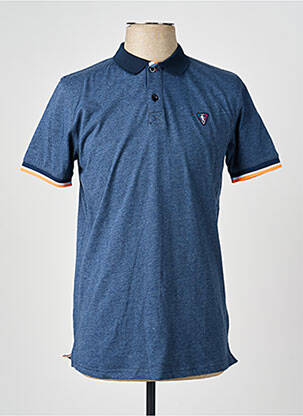 Polo tissage chiné manches courtes bleu CAMBERABERO homme