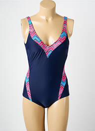 Maillot de bain 1 pièce effet matière satinée haut soutien-gorge moulé bleu DAMART femme