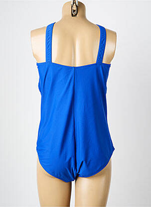 Maillot de bain 1 pièce effet matière satinée haut soutien-gorge moulé bleu DAMART femme