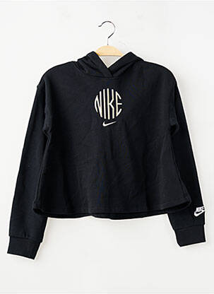 Sweat-shirt à capuche broderie manches longues noir NIKE fille