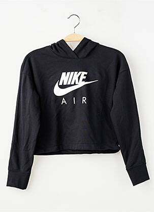 Sweat-shirt à capuche coupe droite manches longues noir NIKE fille