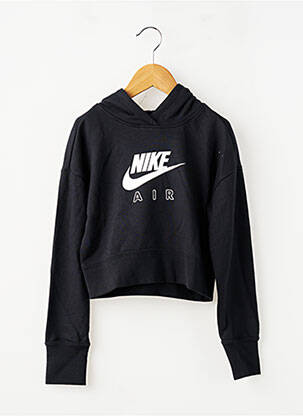 Sweat-shirt à capuche coupe droite manches longues noir NIKE fille