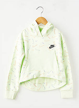 Sweat-shirt à capuche coupe droite manches longues vert NIKE fille
