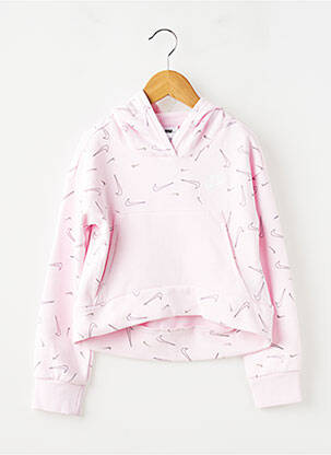 Sweat-shirt à capuche coupe droite manches longues rose NIKE fille