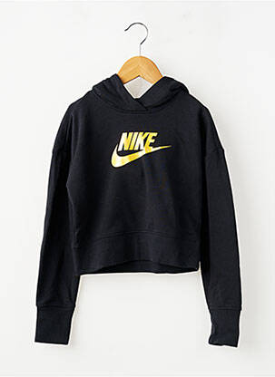 Sweat-shirt à capuche coupe droite manches longues noir NIKE fille