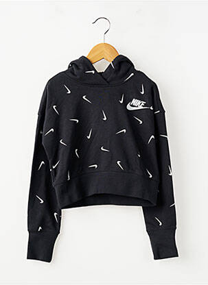 Sweat-shirt à capuche coupe droite manches longues noir NIKE fille