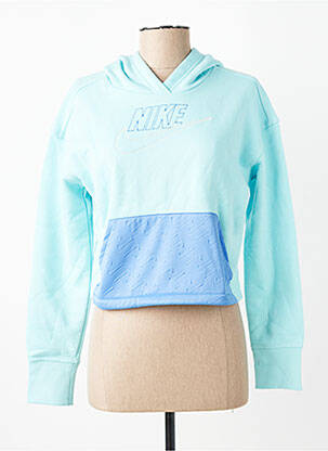 Sweat-shirt à capuche tissage tissage lurex manches longues bleu NIKE fille