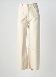 Jeans coupe large finition bord franc taille haute beige REIKO femme