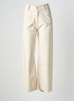 Jeans coupe large finition bord franc taille haute beige REIKO femme