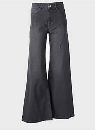 Jean coupe flare stretch taille haute noir REIKO femme
