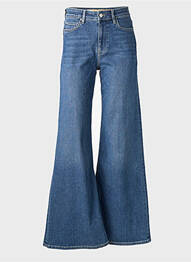Jean coupe flare stretch taille haute bleu REIKO femme