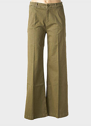 Pantalon flare taille à pinces taille basse vert REIKO femme