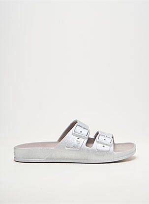 Mules/sabots tissage satiné talon plat jusqu'à 3cm argent CACATOÈS femme