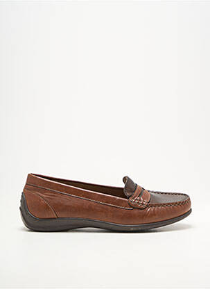 Mocassins bout rond talon plat jusqu'à 3cm marron GEOX femme