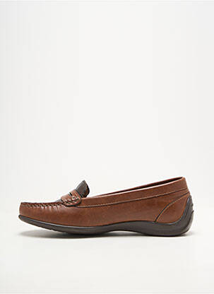 Mocassins bout rond talon plat jusqu'à 3cm marron GEOX femme