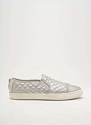 Slip ons tissage satiné talon plat jusqu'à 3cm argent GEOX femme