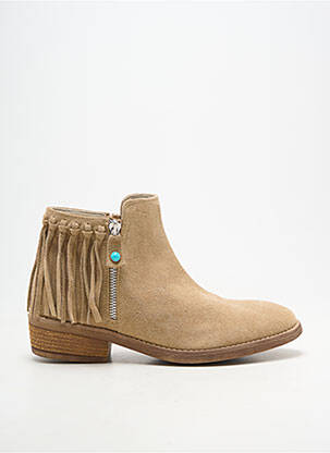 Bottines/boots cubain talon plat jusqu'à 3cm beige REQINS femme