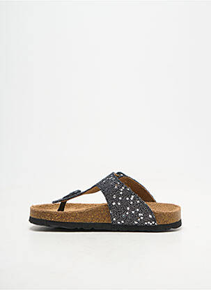 Tongs voute plantaire bout ouvert noir REQINS fille