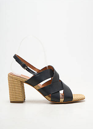 Sandales/nu pieds tissage satiné talon de 7 à 9cm noir BELLA STORIA femme
