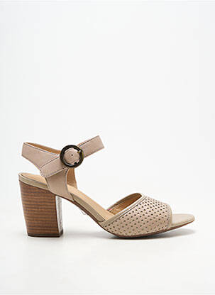 Sandales/nu pieds tissage satiné talon de 7 à 9cm beige GEOX femme