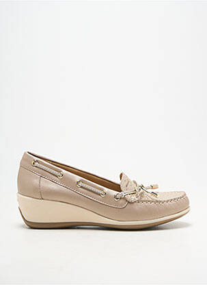 Chaussures bâteau tissage satiné talon de 4 à 6cm beige GEOX femme