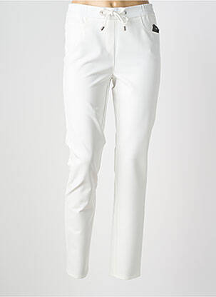Pantalon slim taille élastique taille normale blanc FRANK WALDER femme