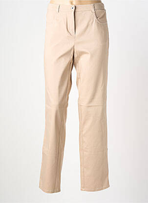 Pantalon slim tissage popeline taille normale beige FRANK WALDER femme
