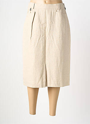 Jupe mi-longue taille à pinces beige STEINBOCK femme