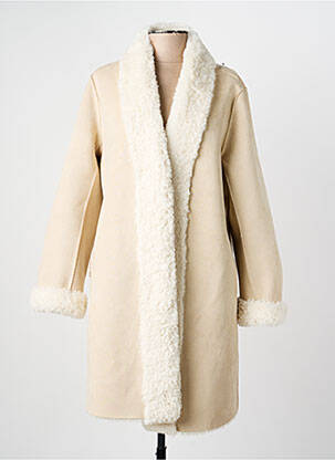 Manteau long coupe droite sans capuche beige K-DESIGN femme